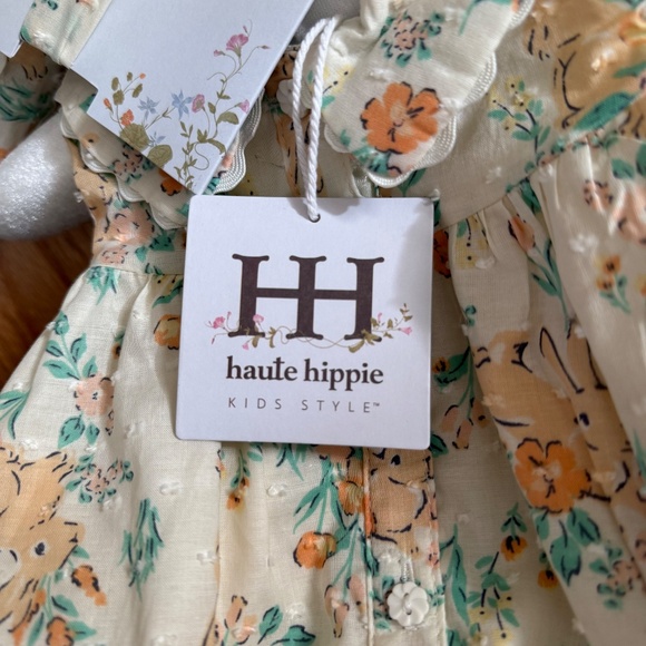 Haute Hippie Baby Girl Easter Dress W/Shoes, Bunny Ear Headband & Diaper Cover - Picture 10 of 16